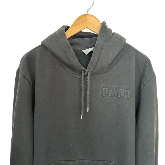 Puma Sweatshirt Pullover Hoodie Mens XXL Pocket Black Cotton Comfort Stretch - Picture 5 of 8